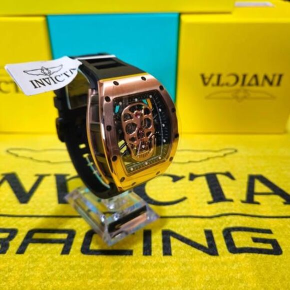 Invicta 49024 Automatic Skeleton Skull Watch – Rose Gold Case & Black Strap - Picture 2 of 4